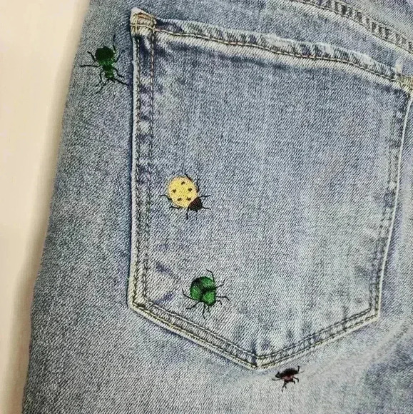 Lucky Brand Jeans Size 6/28 Ava Skinny Bug Bugs Cute Embroidered Skinny 30x28 - Picture 4 of 5